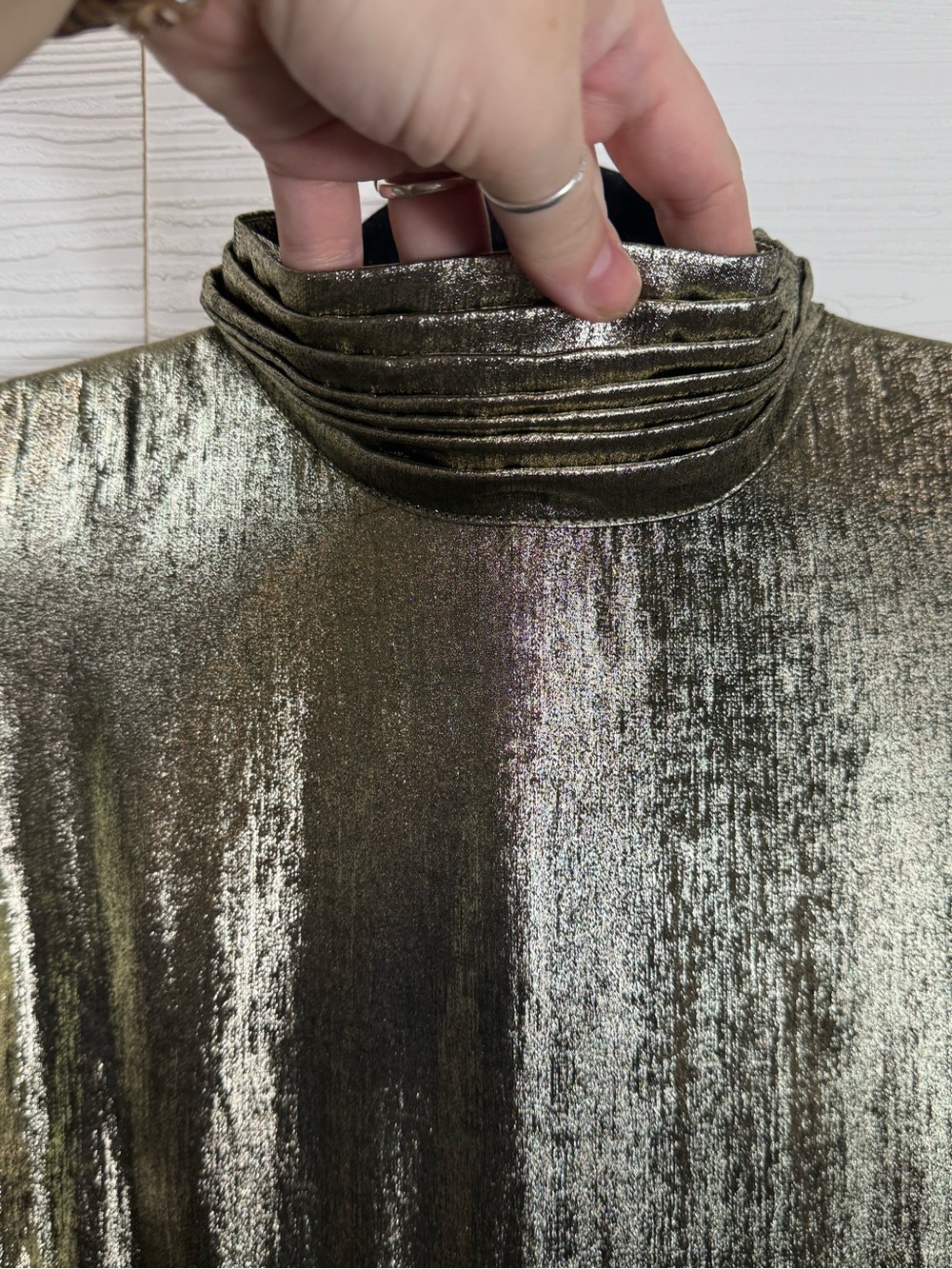 Emily McCarthy Metallic Gold Pleated Midi Dress Party Holiday New Years - Picture 7 of 12